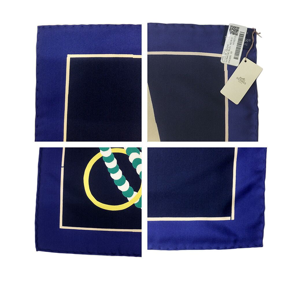 Hermes Heaven Carre 90 Silla Gaucho's Saddle Marine Navy Scarf — view 7