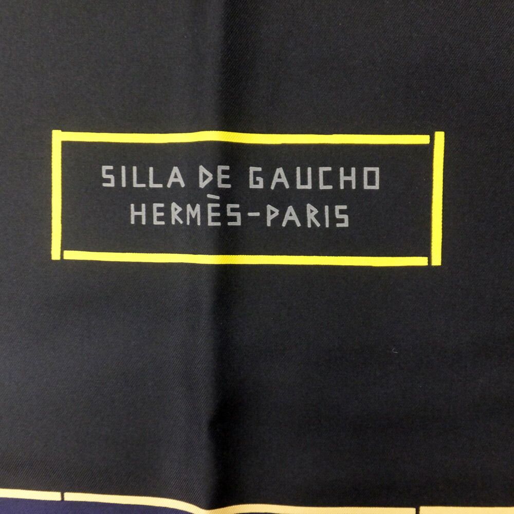 Hermes Heaven Carre 90 Silla Gaucho's Saddle Marine Navy Scarf — view 9