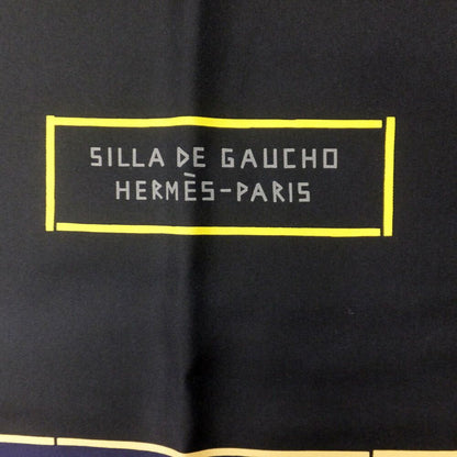 Hermes Heaven Carre 90 Silla Gaucho's Saddle Marine Navy Scarf — view 9