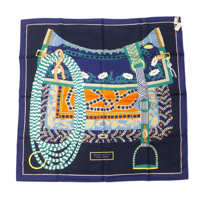 Hermes Heaven Carre 90 Silla Gaucho's Saddle Marine Navy Scarf — view 6