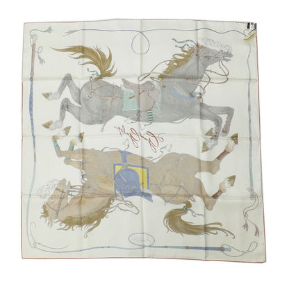 Hermes Heaven Carre 90 Grand Galop White Brown Scarf — view 6