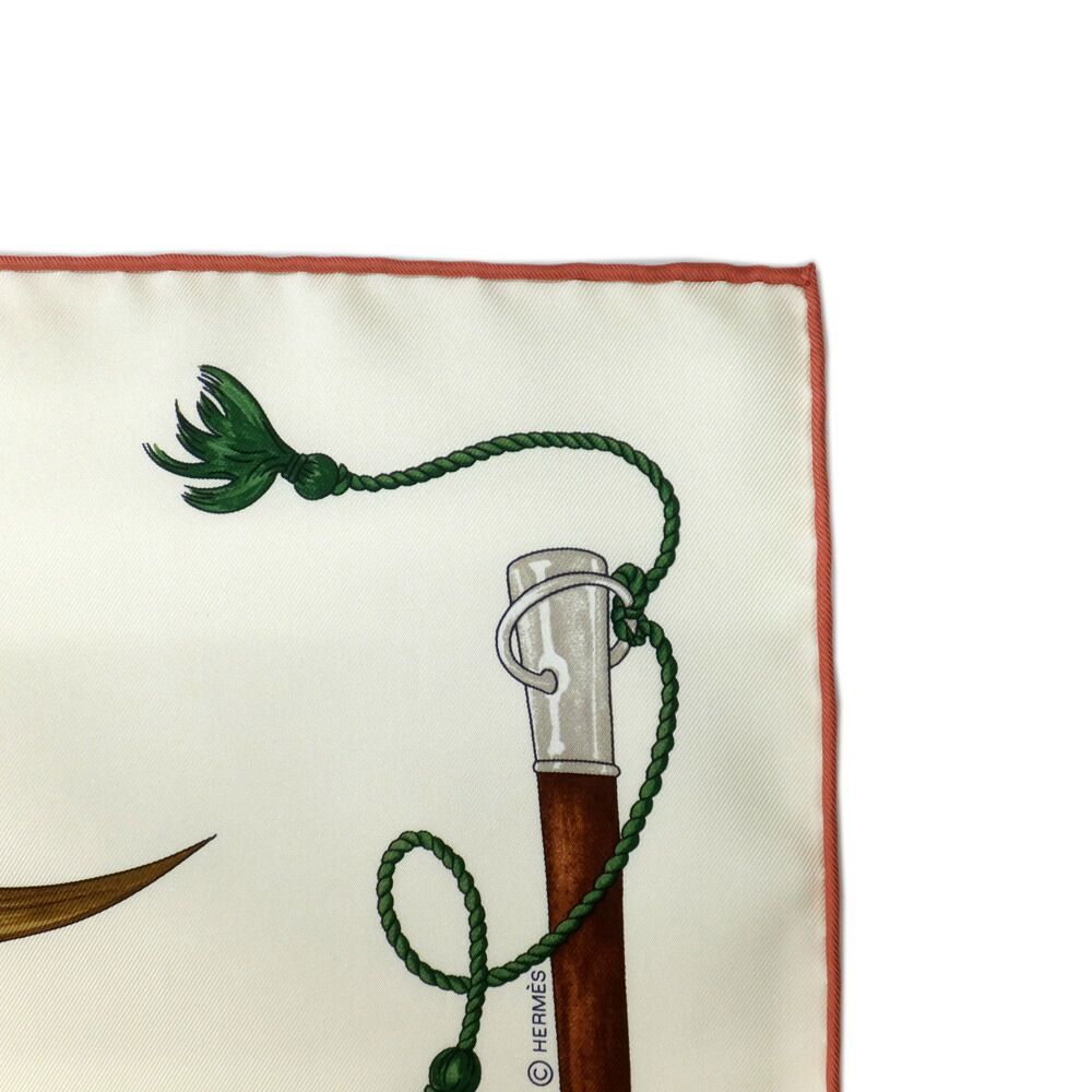 Hermes Heaven Carre 90 Grand Galop White Brown Scarf — view 3