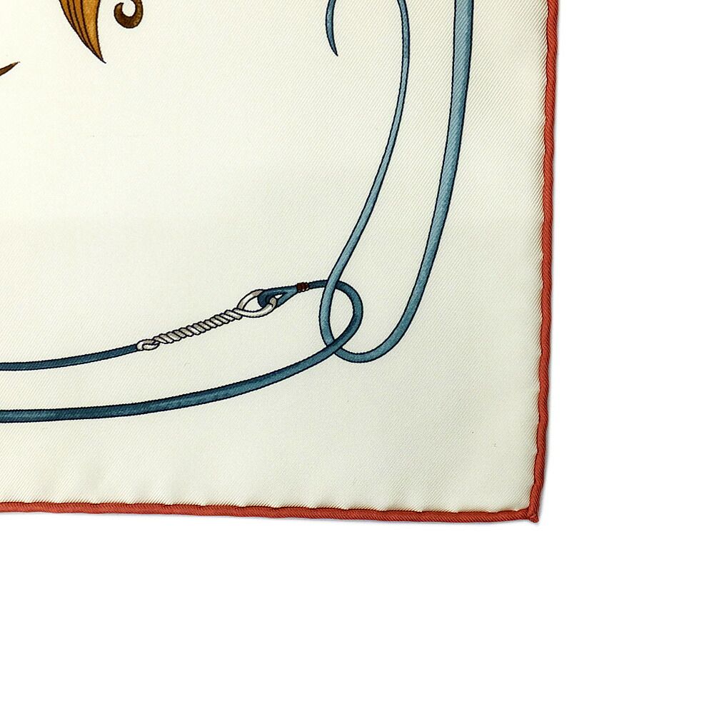 Hermes Heaven Carre 90 Grand Galop White Brown Scarf — view 4