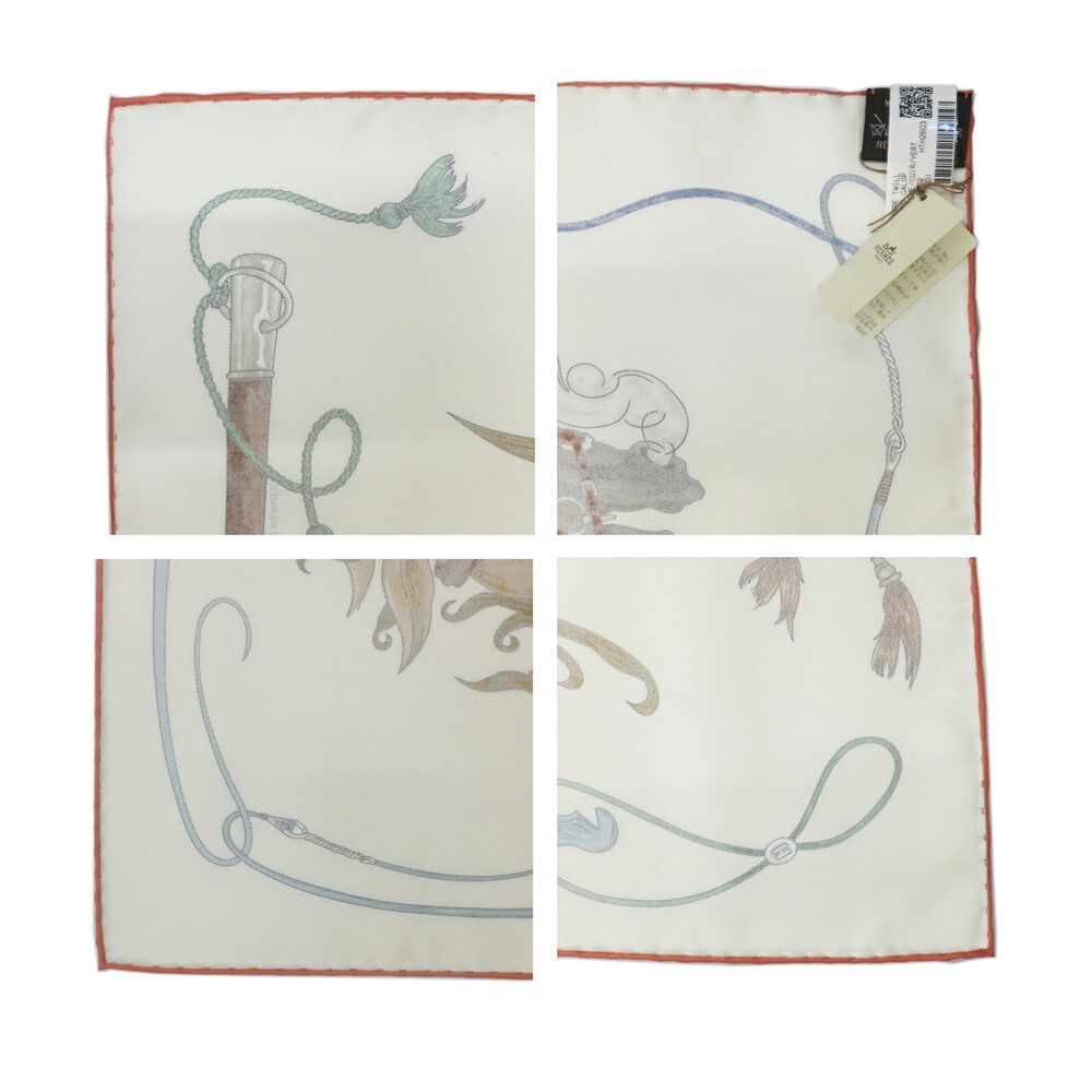 Hermes Heaven Carre 90 Grand Galop White Brown Scarf — view 7
