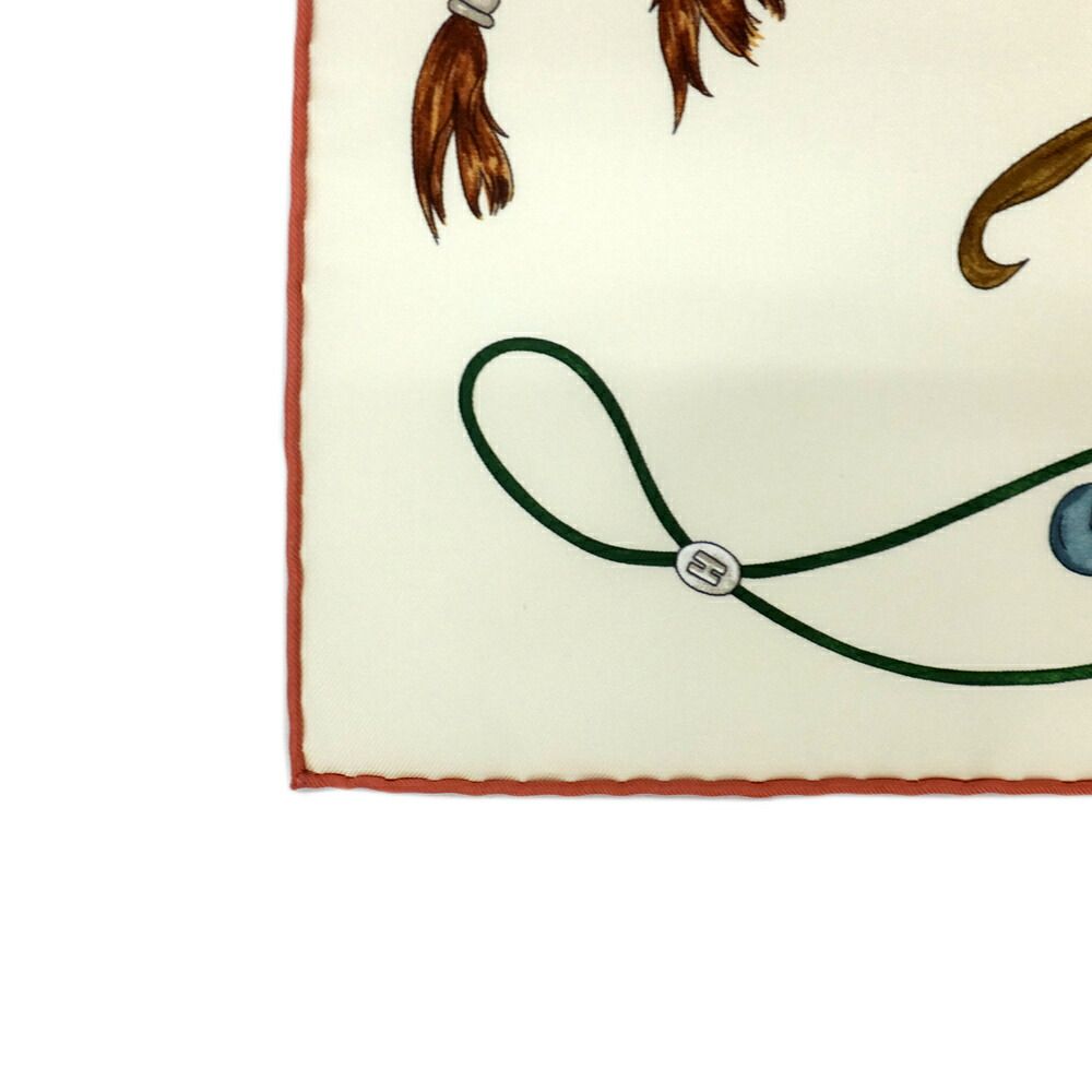 Hermes Heaven Carre 90 Grand Galop White Brown Scarf — view 5
