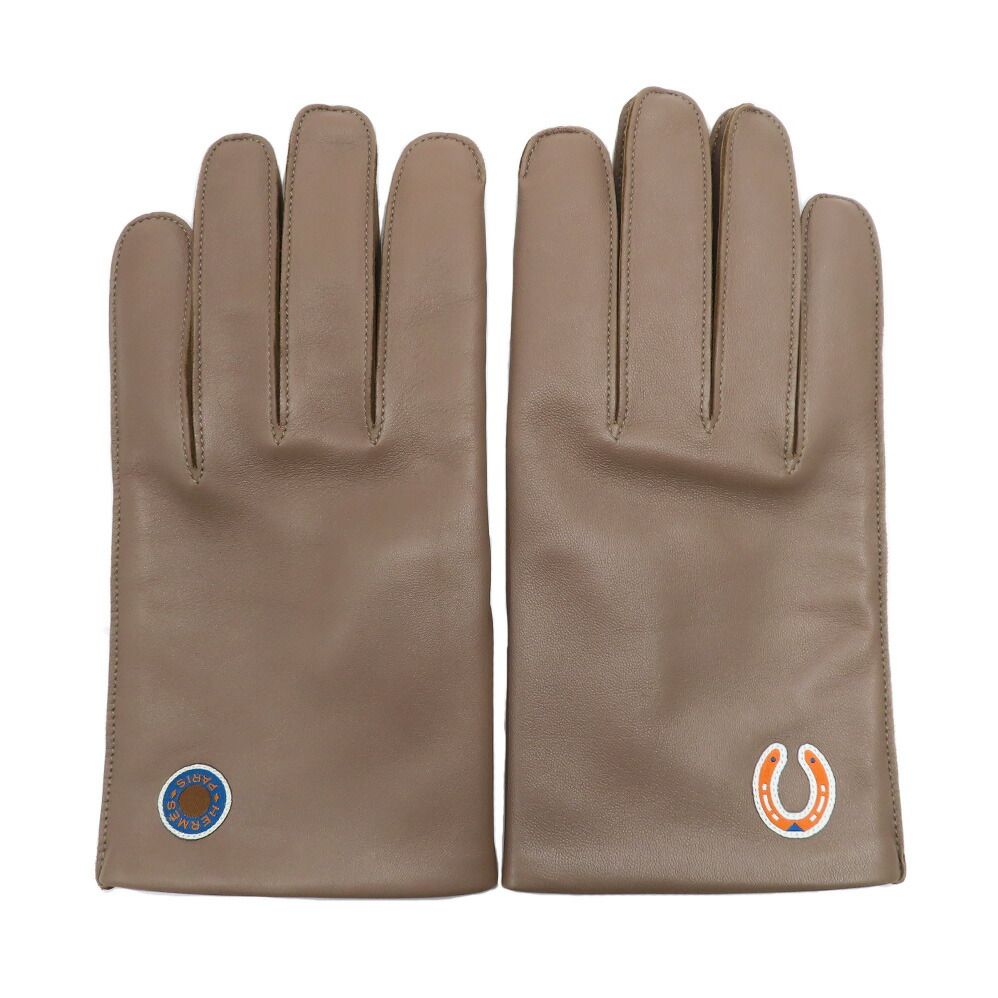 Hermes Gloves Beige Lambskin 9 Initial