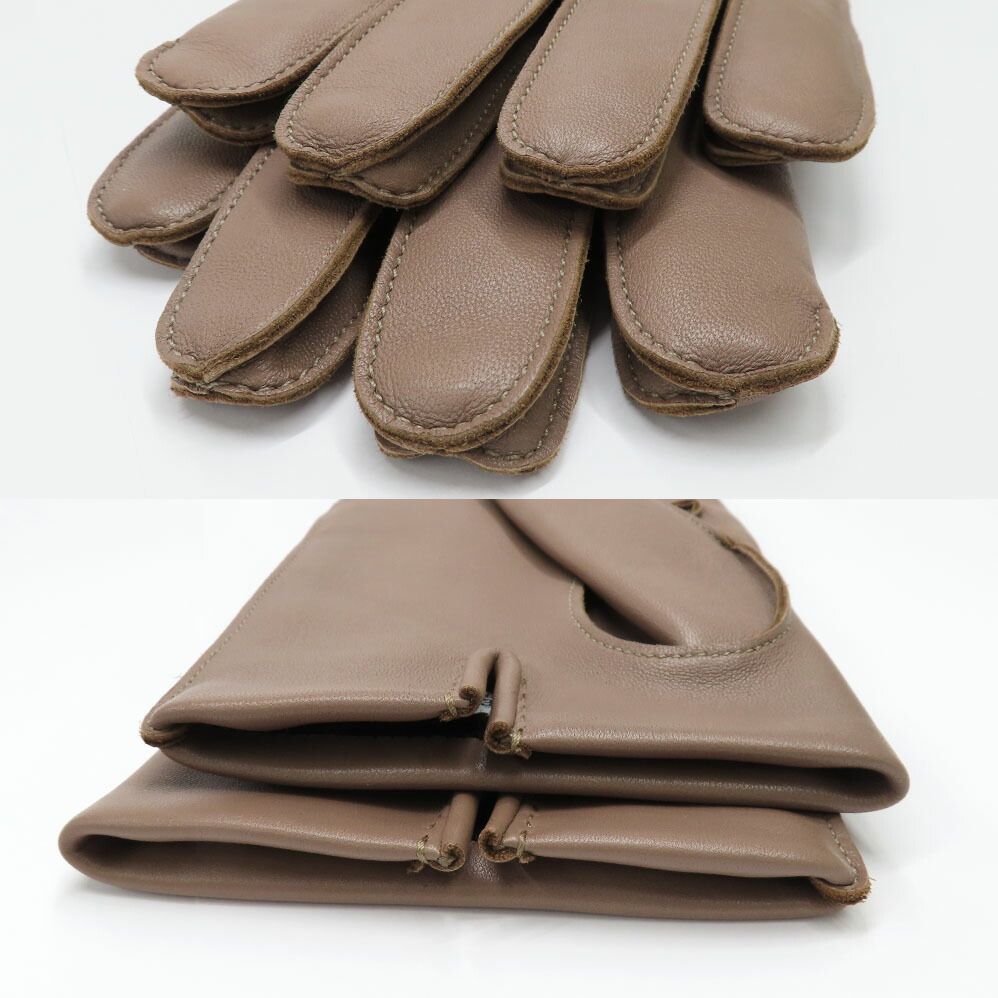 Hermes Gloves Beige Lambskin 9 Initial — view 7