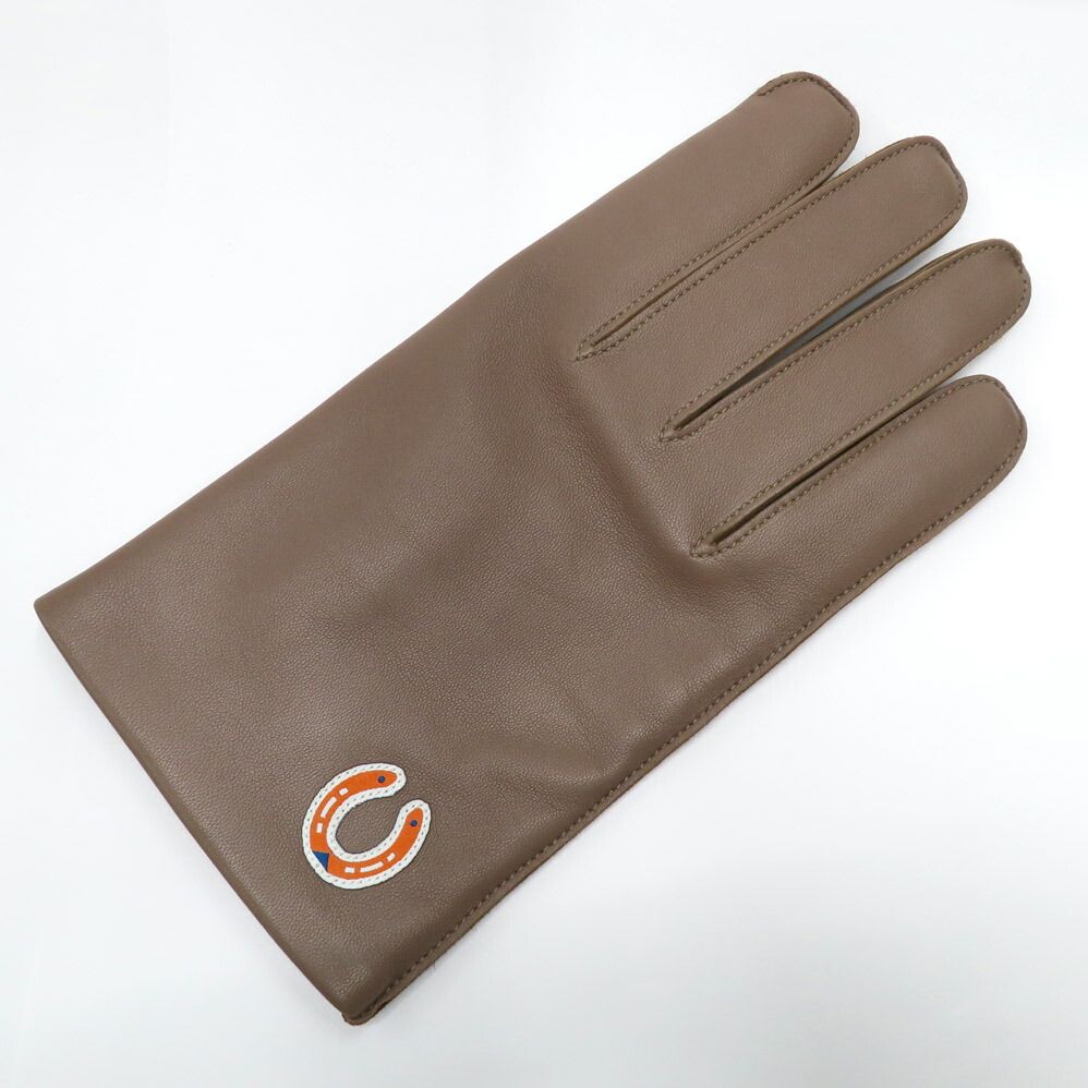Hermes Gloves Beige Lambskin 9 Initial — view 3