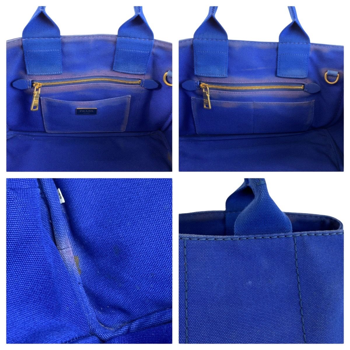 Prada Canapa Tote Blue Canvas — view 5