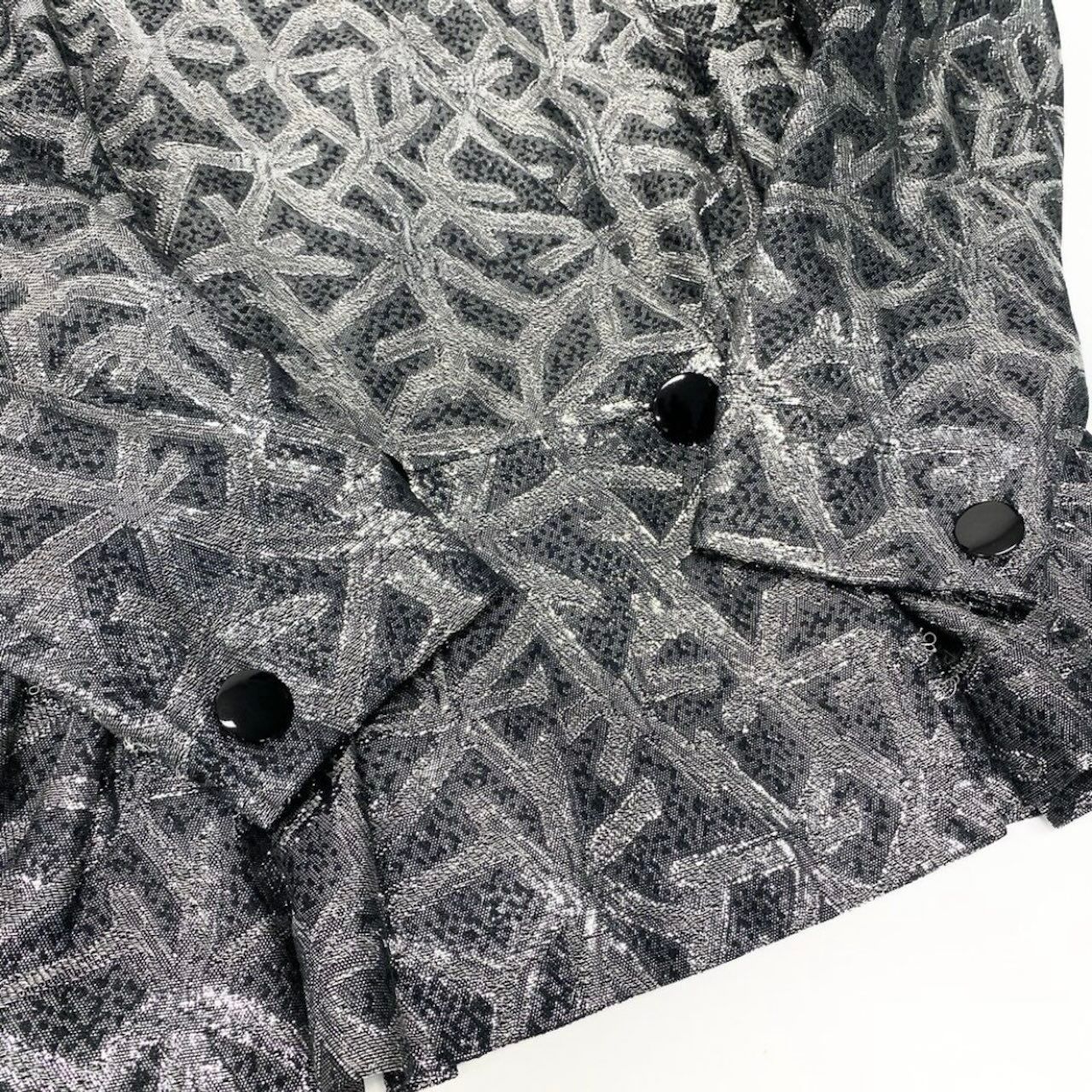 Dior Vintage Silver Silk Jacket Peplum All Over Pattern — view 5