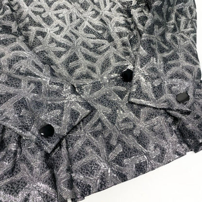 Dior Vintage Silver Silk Jacket Peplum All Over Pattern — view 5