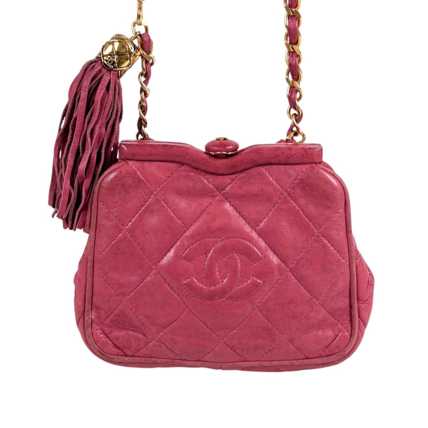 Chanel Quilted Shoulder Bag Waist Pouch CC Logo Lambskin Pink — view 4