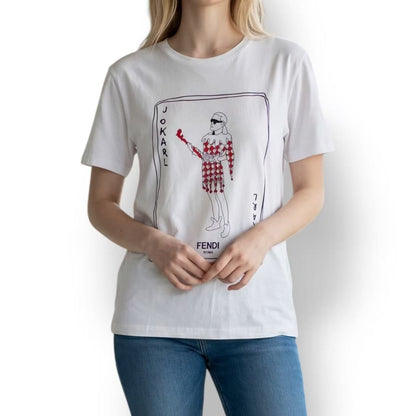 Fendi Top Jokarl Print T-Shirt White Cotton — view 3