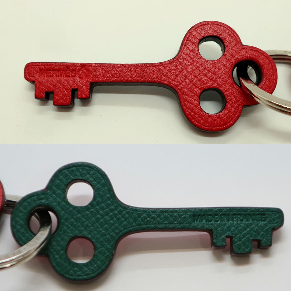 Hermes Ten Petit Ash Key Charm Red Black Green Bag Leather Key Ring — view 5