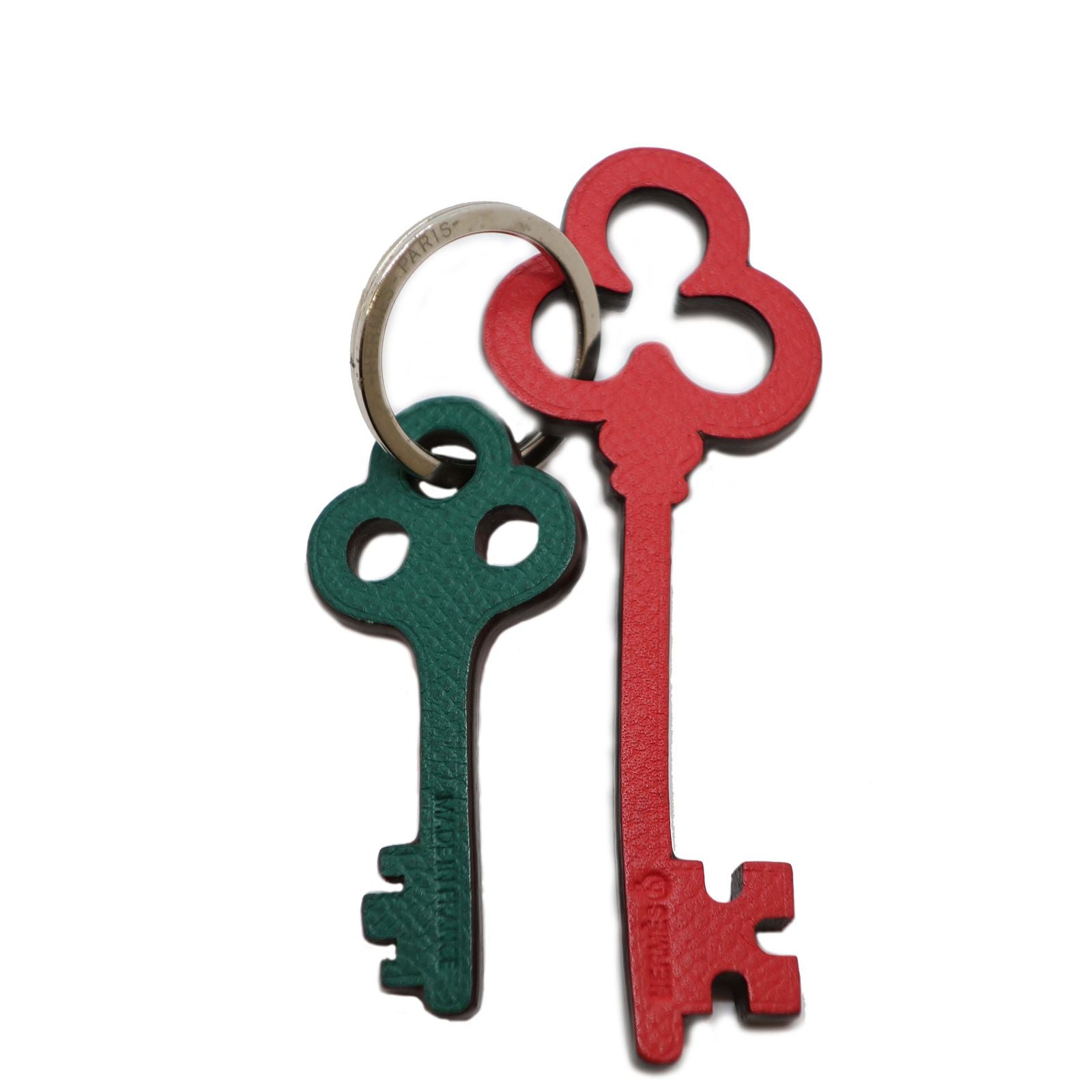 Hermes Ten Petit Ash Key Charm Red Black Green Bag Leather Key Ring