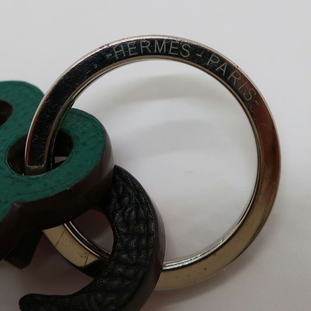 Hermes Ten Petit Ash Key Charm Red Black Green Bag Leather Key Ring — view 6