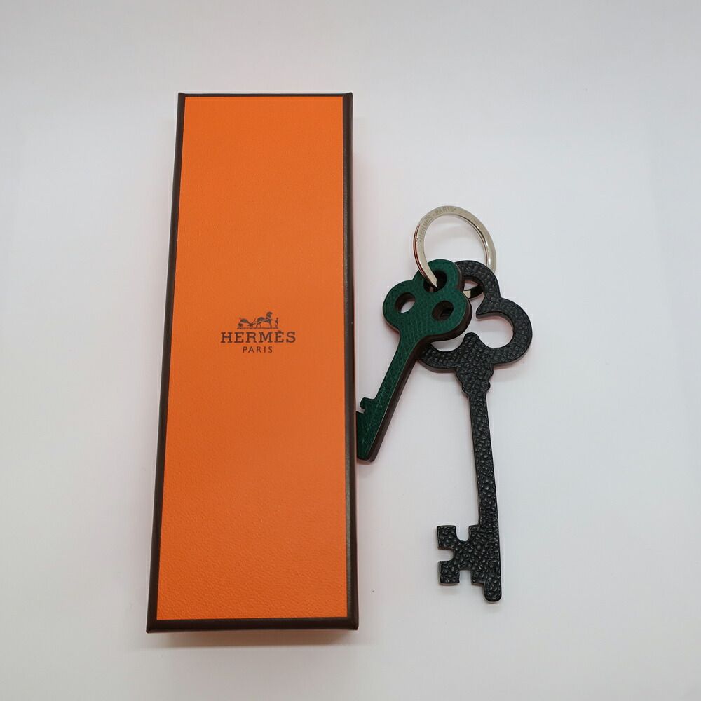 Hermes Ten Petit Ash Key Charm Red Black Green Bag Leather Key Ring — view 7