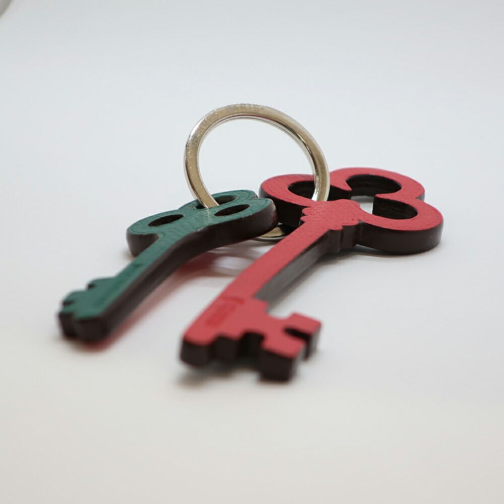 Hermes Ten Petit Ash Key Charm Red Black Green Bag Leather Key Ring — view 3
