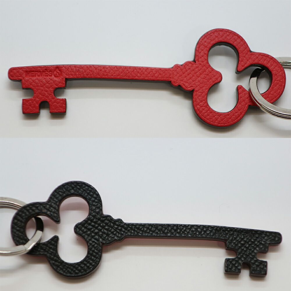 Hermes Ten Petit Ash Key Charm Red Black Green Bag Leather Key Ring — view 4