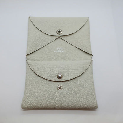 Hermes Heaven Calvidu Duo Chevre Coin Purse Card Case Silver Manufactured Around — view 5
