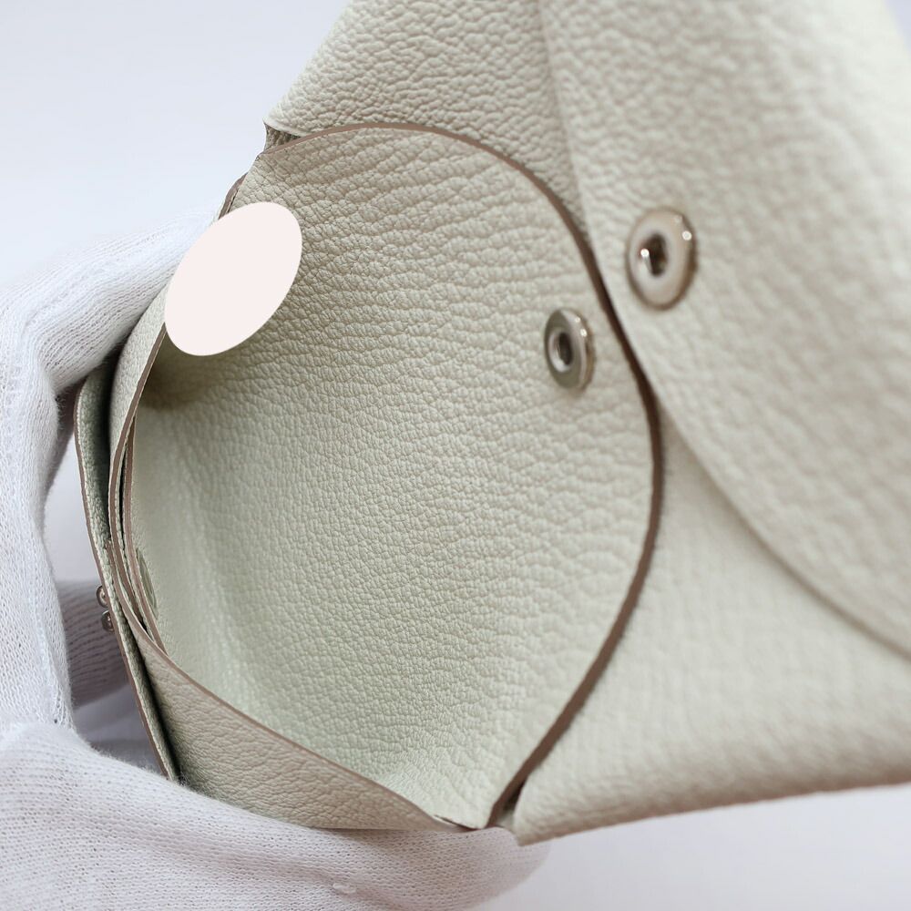 Hermes Heaven Calvidu Duo Chevre Coin Purse Card Case Silver Manufactured Around — view 8