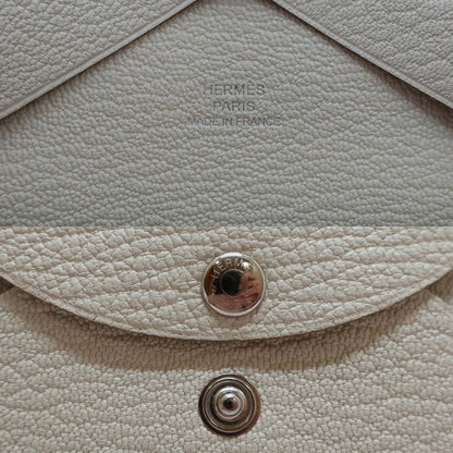 Hermes Heaven Calvidu Duo Chevre Coin Purse Card Case Silver Manufactured Around — view 9