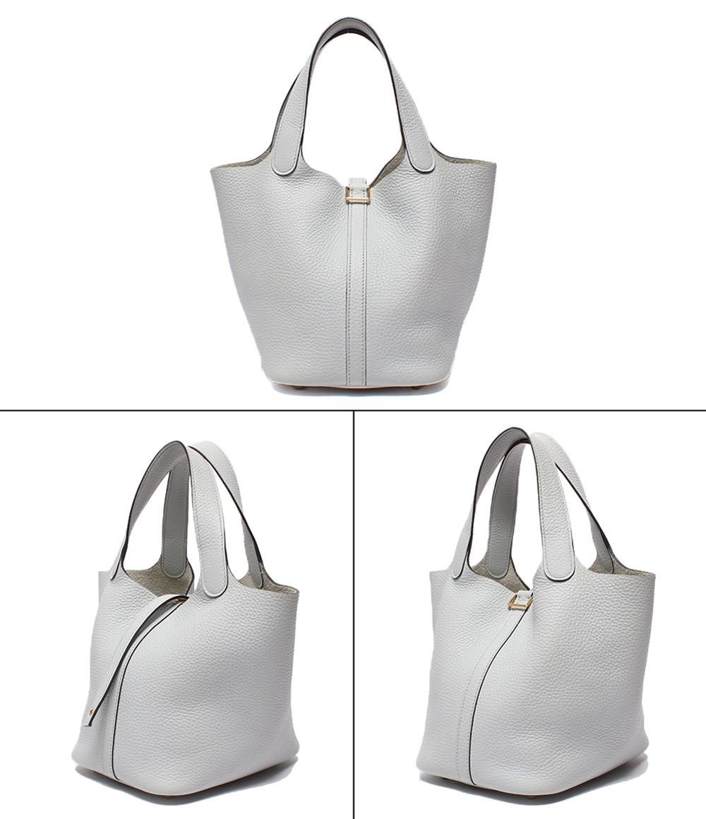 Hermes Handbag Silver Taurillon Clemence Picotin Lock PM — view 2