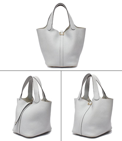Hermes Handbag Silver Taurillon Clemence Picotin Lock PM — view 2