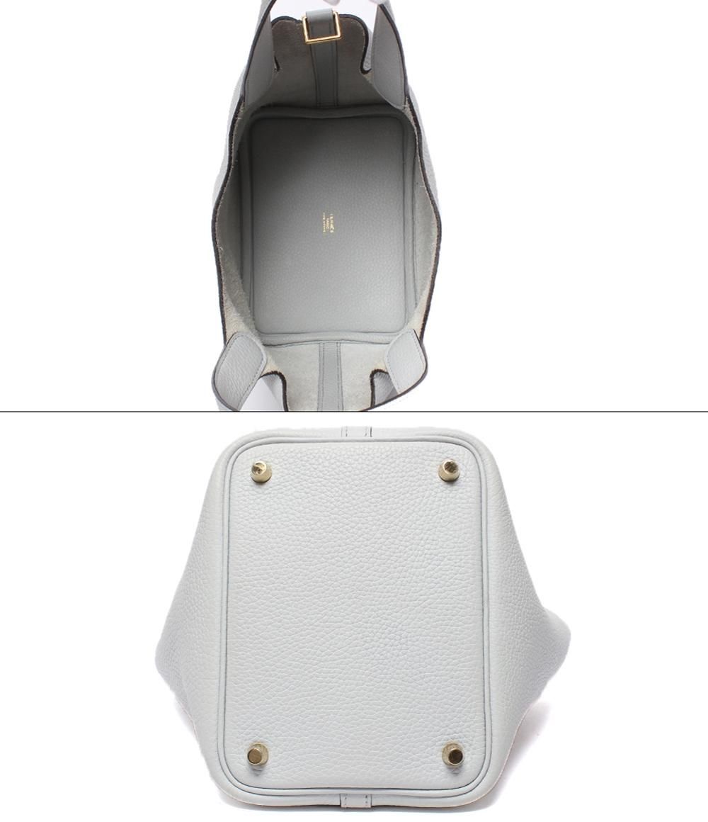 Hermes Handbag Silver Taurillon Clemence Picotin Lock PM — view 3