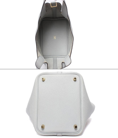 Hermes Handbag Silver Taurillon Clemence Picotin Lock PM — view 3
