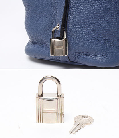 Hermes Handbag Silver Blue Capucines Taurillon Clemence — view 8