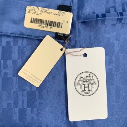 Hermes Carre Grand Seychelles Pocket Chief Blue Scarf — view 8