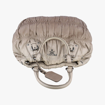 Prada the Brown Beige Lambskin Messenger Bag — view 8