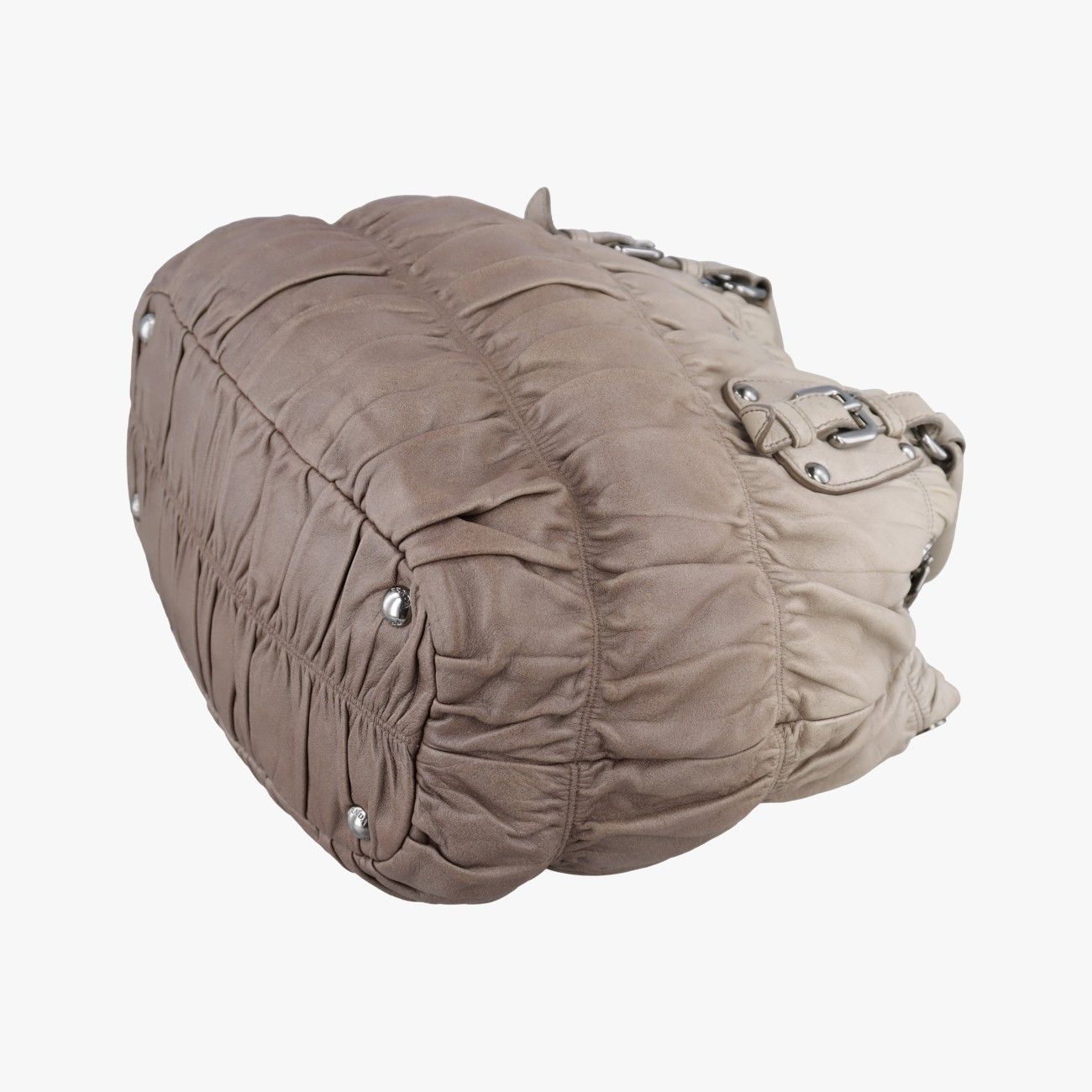 Prada the Brown Beige Lambskin Messenger Bag — view 4