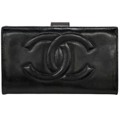 Chanel Wallet CC Logo Lambskin Black Gold