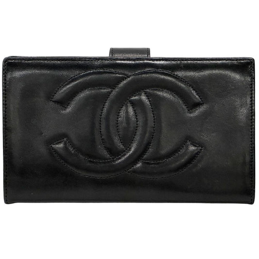 Chanel Wallet CC Logo Lambskin Black Gold