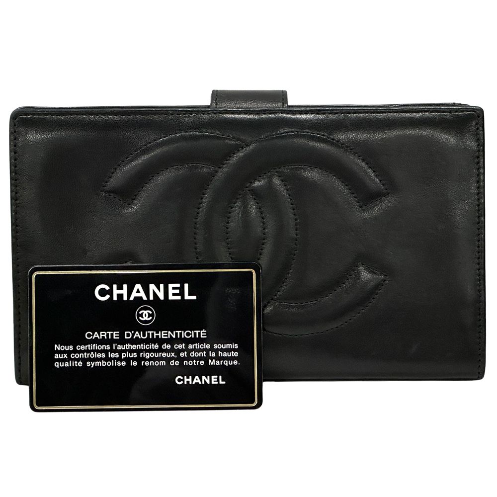 Chanel Wallet CC Logo Lambskin Black Gold — view 8