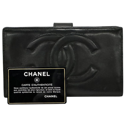 Chanel Wallet CC Logo Lambskin Black Gold — view 8