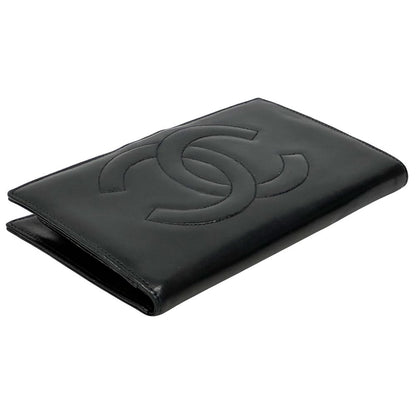 Chanel Wallet CC Logo Lambskin Black Gold — view 3