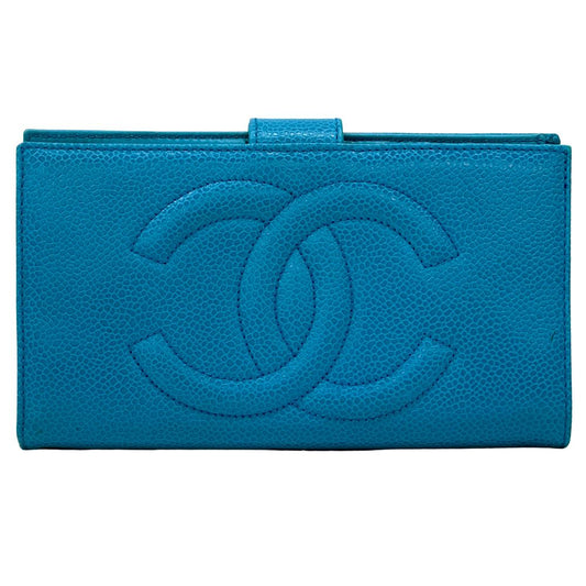 Chanel Wallet CC Logo Blue Gold