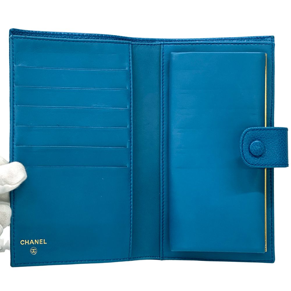 Chanel Wallet CC Logo Blue Gold — view 4