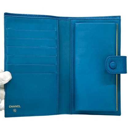 Chanel Wallet CC Logo Blue Gold — view 4