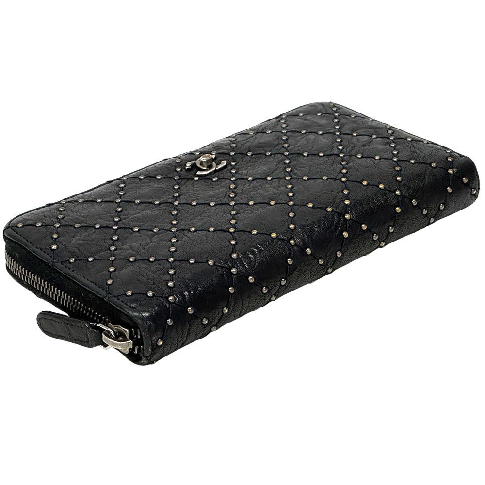 Chanel Wallet Quilted Leather Black Silver — view 3