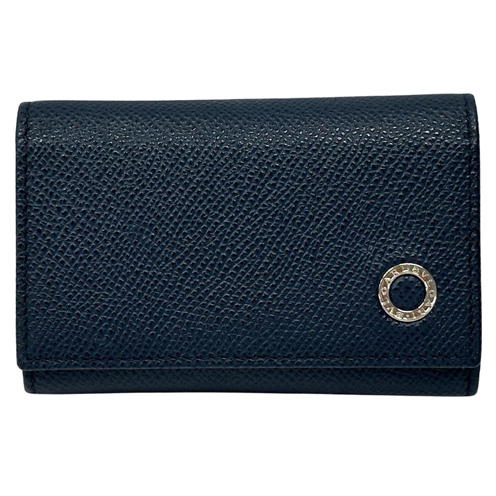 Bvlgari Key Case Leather Navy 6 Compact Key Holder