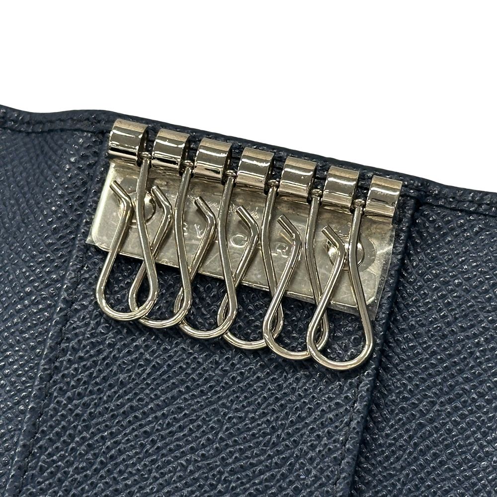 Bvlgari Key Case Leather Navy 6 Compact Key Holder — view 5