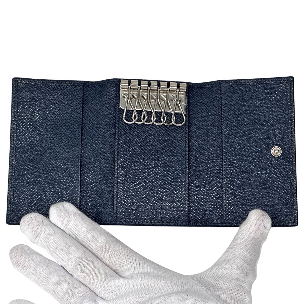 Bvlgari Key Case Leather Navy 6 Compact Key Holder — view 4