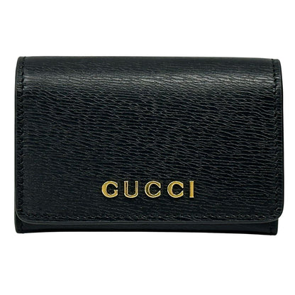 Gucci Card Case Leather Black Gold
