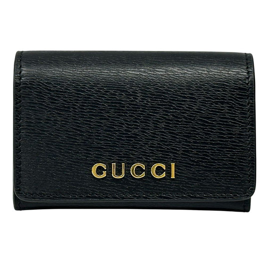 Gucci Card Case Leather Black Gold