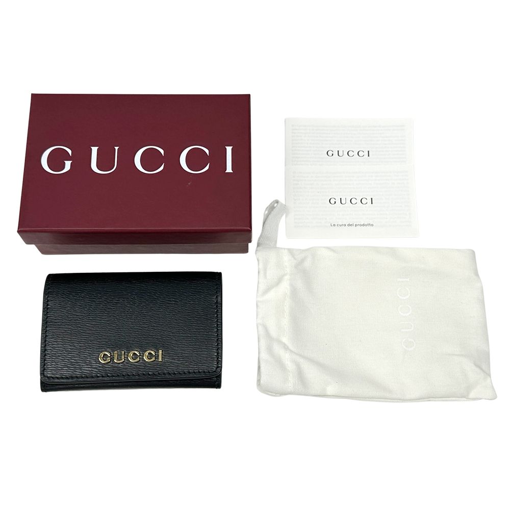 Gucci Card Case Leather Black Gold — view 6