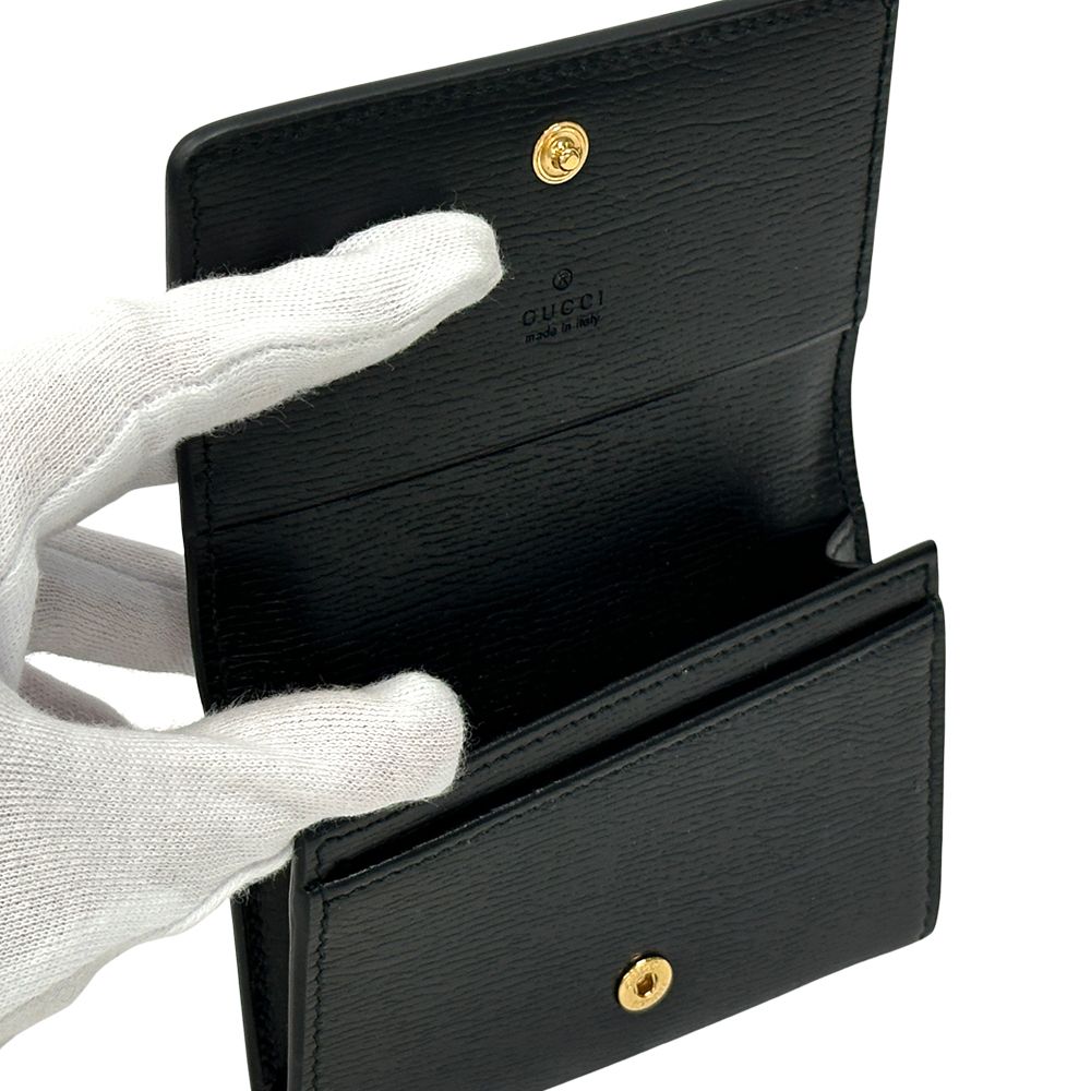 Gucci Card Case Leather Black Gold — view 4